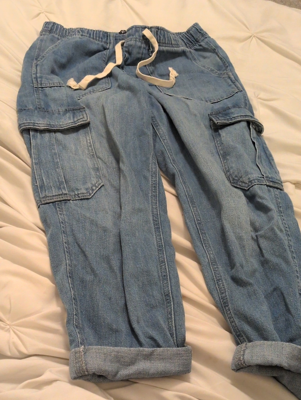 GAP Light Blue Cargo Jeans with Drawstring Waist